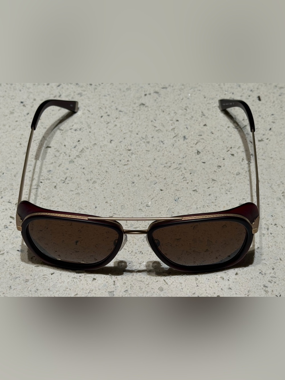 ❌SOLD❌ Matsuda M3023 Brown Tinted Rectangular Sunglasses with Gold Bridge
